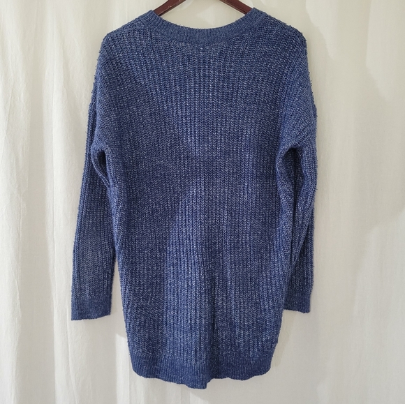 GAP V-Neck Knit Sweater in Blue & White Women's Size M - Picture 2 of 7